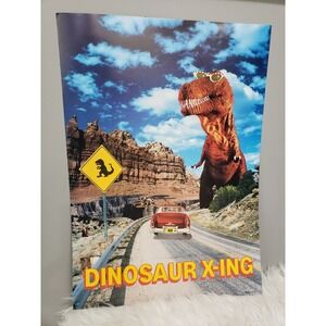 Vintage 1988 DINOSAUR X-ING‎ Poster Argus boy bedroom wall decor retro car sign